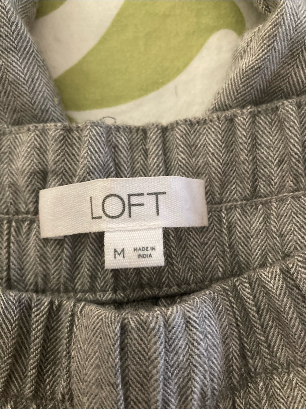 Loft Pleated Pull On Wide Leg Pants in Shimmer Herringbone 100% cotton